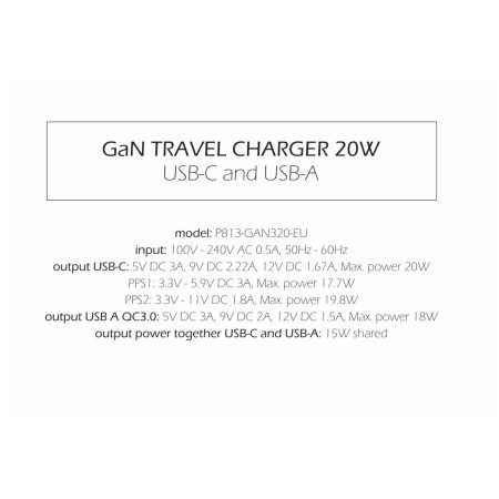 Ładowarka Swissten TRAVEL CHARGER GaN 1x USB-C 20W PD AND 1x USB-A 18W QC