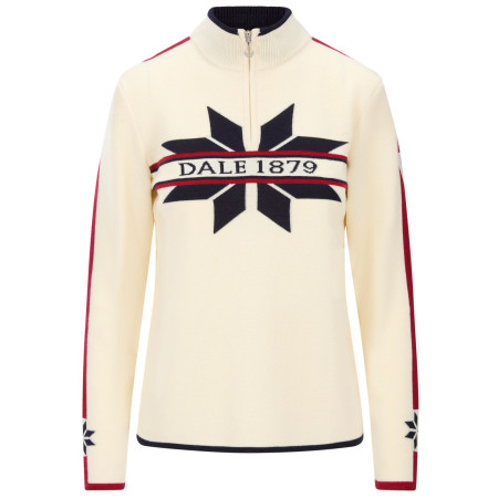 Sweter damski Dale of Norway Nåle Fem Sweater biały/niebieski Offwhite Navy Red Rose