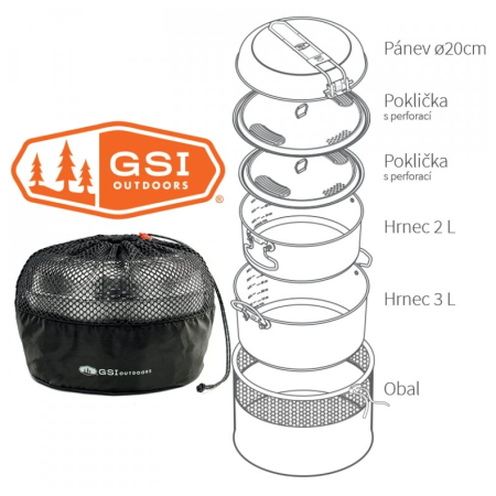 Zestaw naczyń GSI Outdoors Glacier Stainless Base Camper Medium