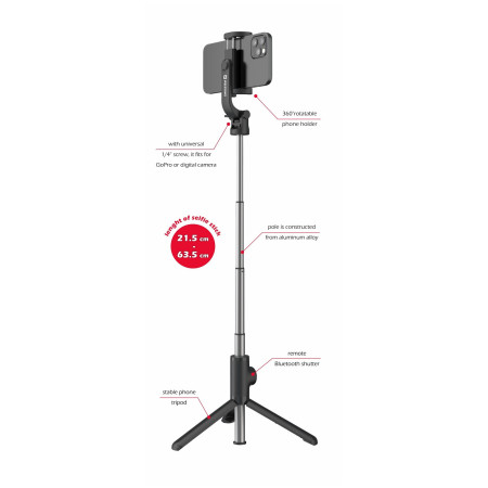 Selfie stick Swissten BLUETOOTH SELFIE STICK ALUMINUM TRIPOD PRO