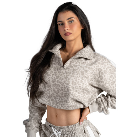 Bluza damska Nebbia Half-Zip Leopard Sweatshirt Primal beżowy CREAM LEOPARD