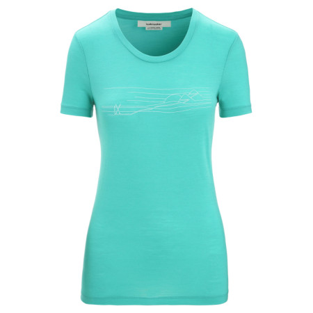 Koszulka damska Icebreaker Tech Lite II SS Tee Ski Stripes jasnozielony Fresh