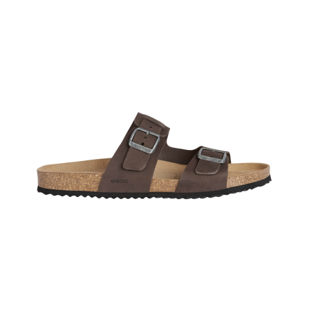 Klapki męskie Geox U Sandal Ghita brązowy DK COFFEE