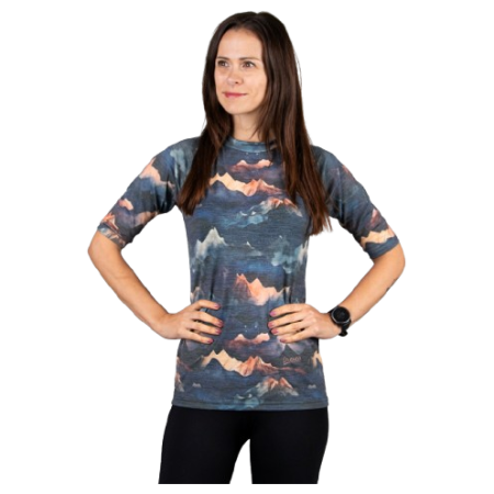 Damska koszulka Drexiss All Alpine Peaks Merino Active niebieski/pomarańczowy
