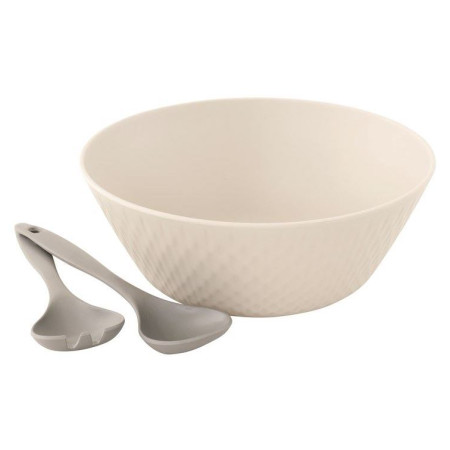 Zestaw miska i sztućce Outwell Tulip Salad Set biały/szary  Sand & Grey