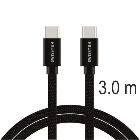 Kabel do ładowania i przesyłania danych Swissten Textile USB-C / USB-C 3 m