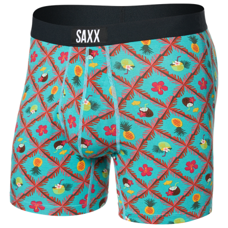 Bokserki Saxx Ultra Super Soft Boxer Brief Fly turkusowy pina colada plaid-aqua