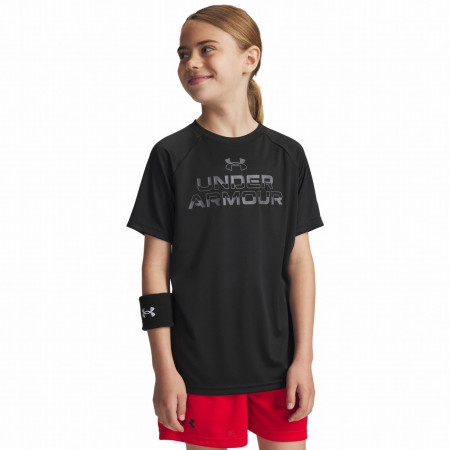 T-shirt dziecięcy Under Armour Tech Split Wordmark SS-BLK czarny Black