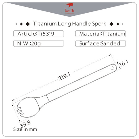 Łyżki Keith Titanium Long Handle Spork