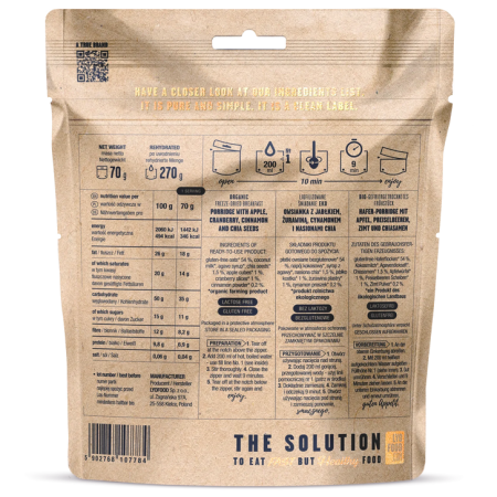 Suszona żywność Lyo food Owsianka z jabłkami, żurawiną i cynamonem