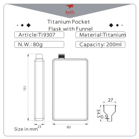 Piersiówka Keith Titanium Titanium Jug 200 ml