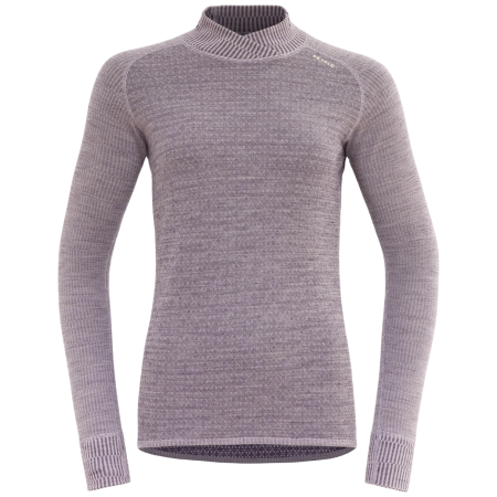 Damska koszulka Devold Kvitegga Merino 230 Cross Neck fioletowy ORCHID