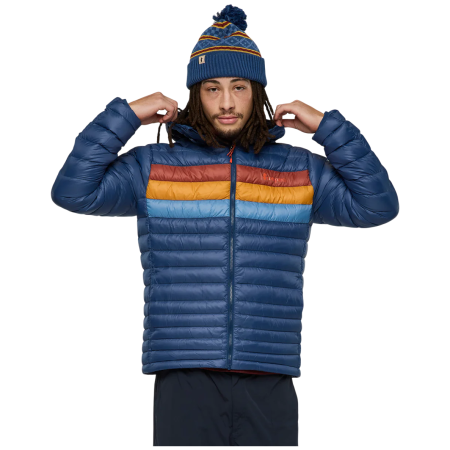 Męska kurtka puchowa Cotopaxi M'S Fuego Down Hooded Jacket ciemnoniebieski Deep Sea Stripes