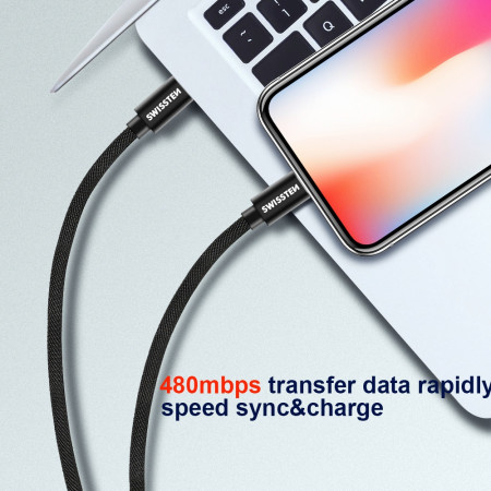 Kabel do ładowania i przesyłania danych Swissten Textile USB-C / Lightning 1,2 m