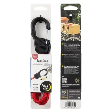 Guma mocująca Nite Ize Slide Lock Carabiner Bungee 24" czerwony Červená