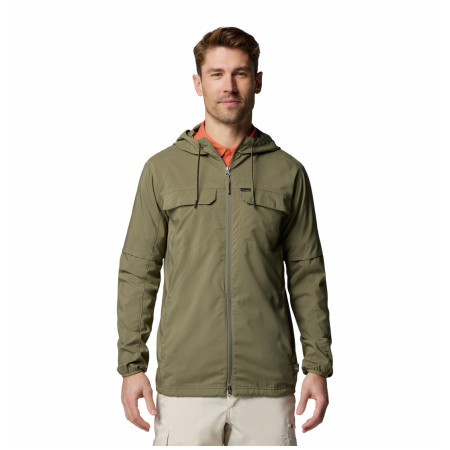Męska wiatrówka Columbia Skien Valley™ Hooded Long sleeve Shirt ciemnozielony Stone Green