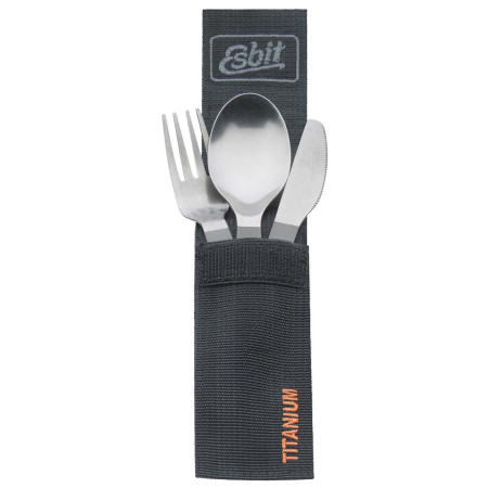 Tytanowe sztućce Esbit z karabińczykiem i osłoną