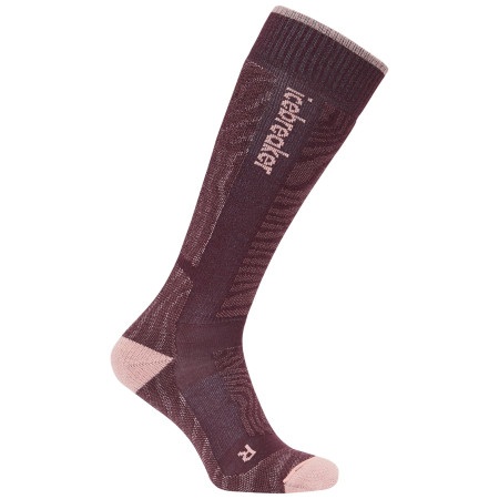 Damskie skarpety Icebreaker Women Merino Blend Ski+ Medium OTC Mountain Contour fioletowy Java/Blush/Summ