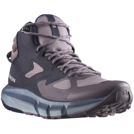 Damskie buty turystyczne Salomon Predict Hike Mid Gore-Tex brązowy/niebieski Quail / Night Sky / Astral Aura