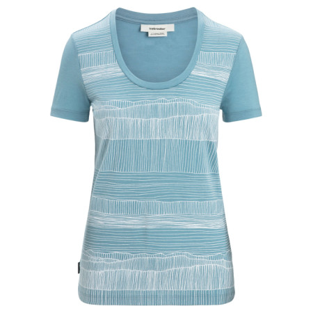 Damska koszulka Icebreaker Tech Lite II SS Scoop Tee Reflection Lines jasnoniebieski Astral Blue