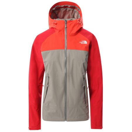 Kurtka damska The North Face Stratos szary/czerwony Mineralgry/Flare/Horiznrd