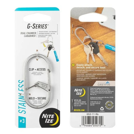 Karabińczyk pomocniczy Nite Ize G-series #3 srebrny Stříbrná