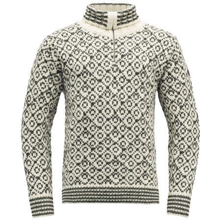 Sweter Devold Svalbard Wool Zip Neck biały/szary OFFWHITE/ANTHRACITE