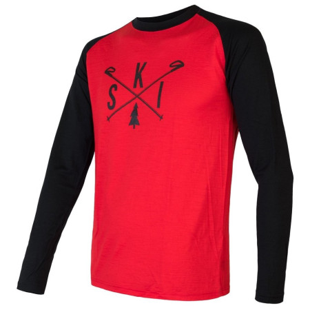 Koszulka męska Sensor Merino Active Pt Ski, dl.rukáv czarny/czerwony