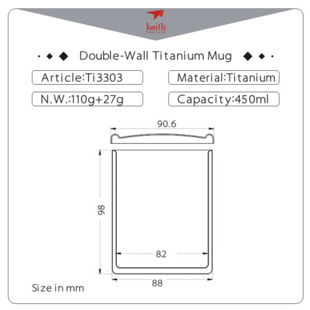 Kubek termiczny Keith Titanium Double-Wall Tit. Mug 450 ml