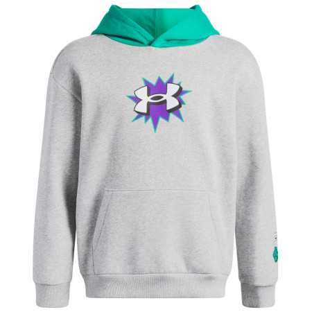 Dziecięca koszulka Under Armour UA B Rival FLC Graphics Hd Mod Gray Light Heather jasnoszary Mod Gray Light Heather / Geode Green / White