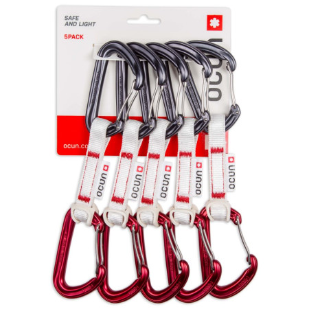 Zestaw ekspresów Ocún Hawk Qd Wire Bio-Dyn-Ring 15 mm 10 cm 5-Pack czerwony/szary Red
