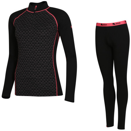 Zestaw damski Zulu Merino 240 Zip Long czarny/różówy Black/Pink