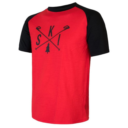 Koszulka męska Sensor Merino Active Pt Ski czarny/czerwony