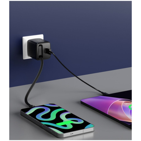 Adapter Swissten SlideCharge Gan 30W, 1X USB-A 18W