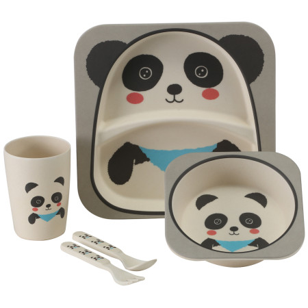 Powystawowy zestaw dziecięcy Vango Bamboo Panda Kids Set biały/szary