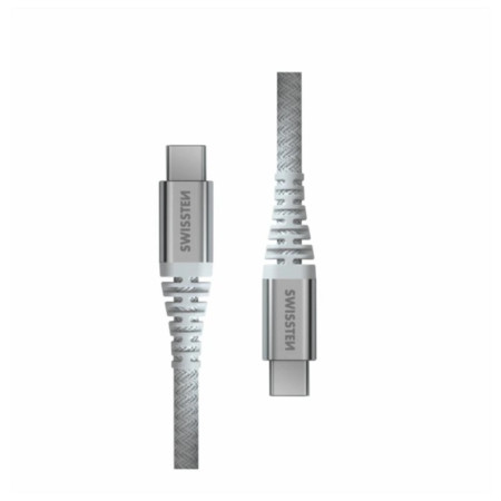 Kabel Swissten Kevlar USB C / USB C 1,5 m biały white