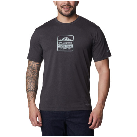 Koszulka męska Columbia Tech Trail™ Front Graphic SS Tee ciemnoszary Black Hthr, Tested Tough PDX Graphic