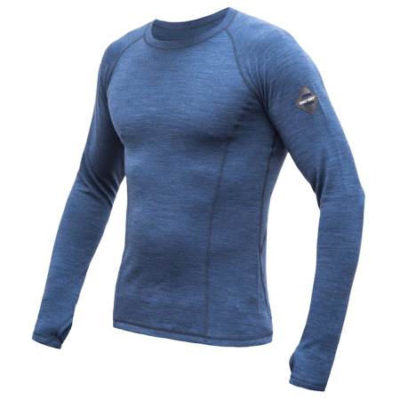 Męska koszulka Sensor Merino Bold dl.rukáv niebieski Cool Blue