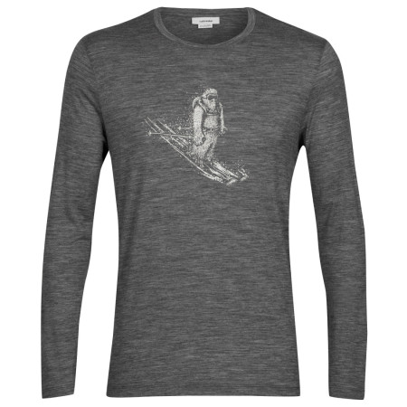 Koszulka męska Icebreaker Tech Lite II LS Tee Skiing Yeti zarys gritstone heather