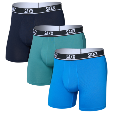 Bokserki Saxx Essential Perform Mesh Boxer Brf Fly 3Pk niebieski blue/teal/maritime