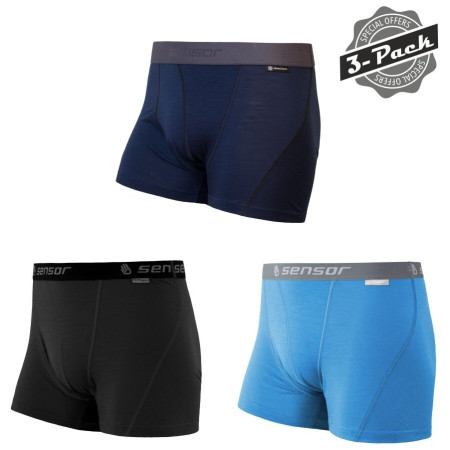Spodenki męskie Sensor MERINO ACTIVE 3-PACK czarny/niebieski Deep Blue