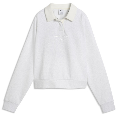 Bluza damska Puma CLASS Relaxed Longsleeve Polo FL biały White Glow Heather