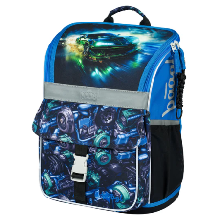 Plecak szkolny kl.1-3 Baagl Zippy niebieski/czarny Závodní auto