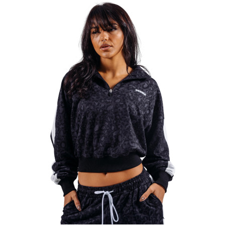 Bluza damska Nebbia Half-Zip Leopard Sweatshirt Primal czarny BLACK LEOPARD