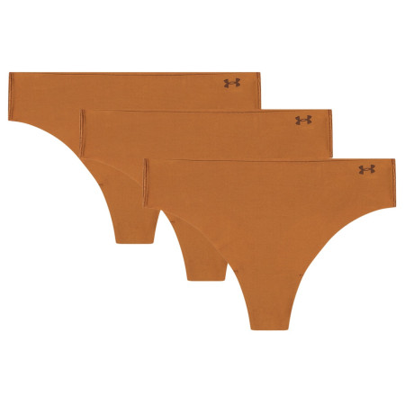 Majtki damskie Under Armour PURE STRETCH NO SHOW THONG -SOLID 3PK brązowy