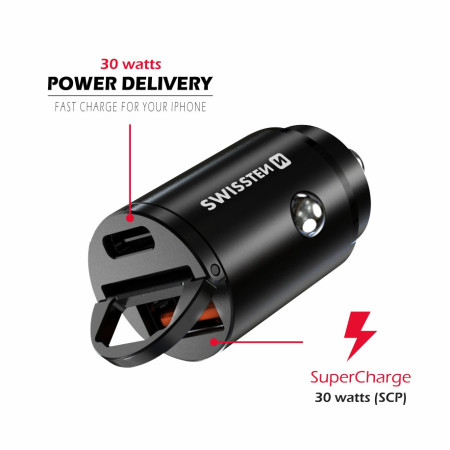 Przejściówka do gniazda samochodowego Swissten Car Charger 30W