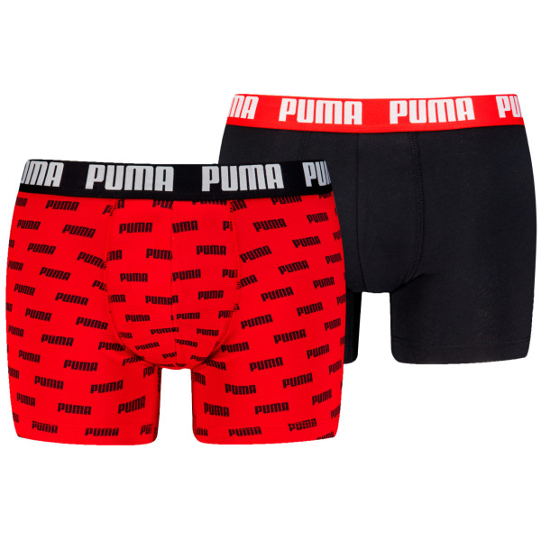 Męskie bokserki Puma Everyday Aop Print Boxer 2P czarny/czerwony Red / Black