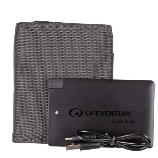 Portfel LifeVenture Rfid Charger Wallet with power szary Grey