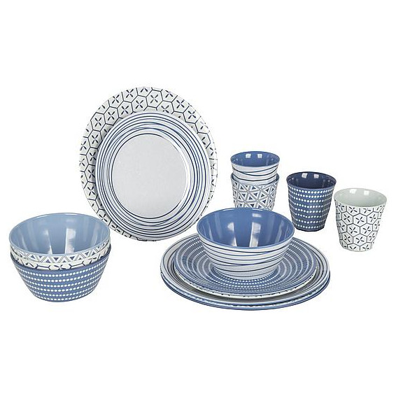 Zestaw naczyń Bo-Camp Mix & Match 16 100% Melamine niebieski Blue