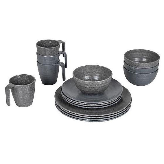 Zestaw naczyń Bo-Camp Tableware 100% Melamine Stone zarys Grey